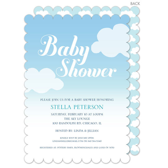 Blue In The Clouds Shower Invitations